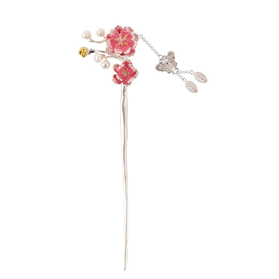 Amazon.co.jp: SUKIMIND 桃花簪 銀 一本簪 シルバー かんざし 花